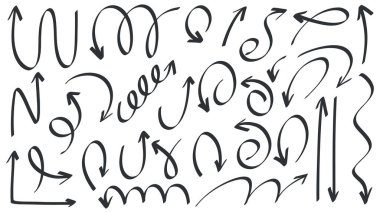 Farklı yönlere bakan okları beyaz arkaplanda izole edilmiş el yazısı, Düz Modern tasarım, illüstrasyon Vektörü EPS 10 olarak ayarla