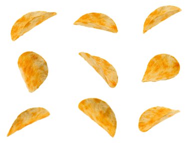patates cipsi izole kırpma yolu ile beyaz arka plan üzerinde