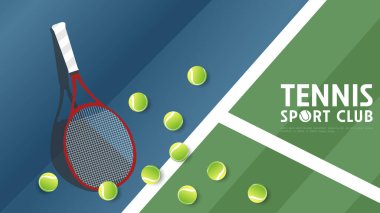 İçerik tenisi için tenis kulübü çevrimiçi, spor etkinliklerinde kullanım için illüstrasyonlar, Görüntü Vektörü EPS 10