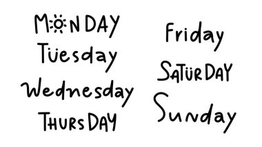 El yazısı elementler, yassı modern tasarım, beyaz arkaplanda izole edilmiş, illüstrasyon vektörü EPS 10