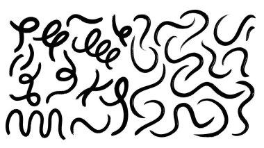 Fırça el çizimi elementler, düz modern tasarım beyaz arkaplanda izole edilmiş, Vektör illüstrasyon EPS 10