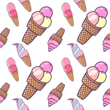 Kusursuz dondurma şablonu, kumaş için dondurma elementleri, illüstrasyon Vektör EPS 10