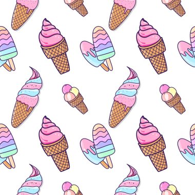 Kusursuz dondurma şablonu, kumaş için dondurma elementleri, illüstrasyon Vektör EPS 10