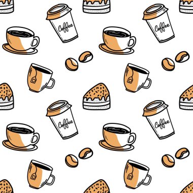 Kusursuz kahve kalıbı, kumaş için kahve elementleri, illüstrasyon Vektör EPS 10