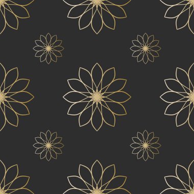 Siyah arkaplan üzerinde Mandala Kusursuz Desen vektörü, dekoratif doğu tasarım unsurları, illüstrasyon Vektörü EPS 10