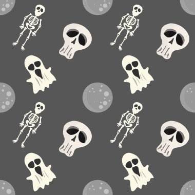 Cadılar Bayramı elementleri balkabağı ve Perili Kale, illüstrasyon Vektörü EPS 10 ile kusursuz desenler