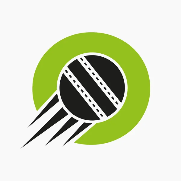 Kriket Logosu Hareketli Kriket Topu Simgesi Cricket Sports Logotype Sembol — Stok Vektör