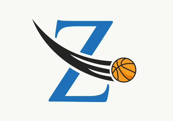 2005 Basketball Logo Concept Moving Basketball Icon Basket Ball Logotype — 스톡 벡터