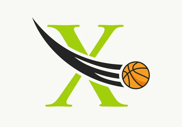 Hareket Eden Basketbol Simgesi Ile Mektup Basketbol Logosu Basket Topu — Stok Vektör