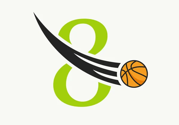 Carta Inicial Concepto Logo Baloncesto Con Icono Baloncesto Movimiento Plantilla — Vector de stock