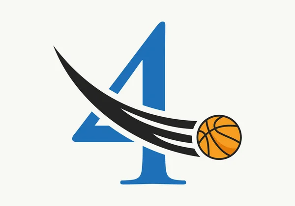 Lettre Initiale Concept Logo Basket Ball Avec Icône Mobile Basket — Image vectorielle