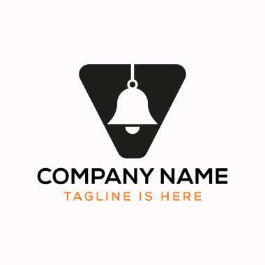 V Harfi Cowbell Logosu Asılı Çan Sembol Vektör Şablonu