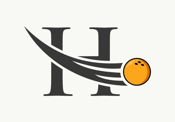 Harfi Bowling Logosu Hareket Eden Top Vektör Şablonlu Bowling Topu — Stok Vektör