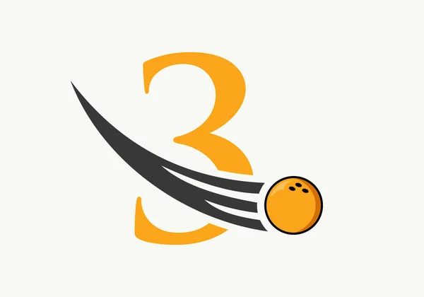 Brief Bowling Logo Bowling Ball Symbool Met Bewegende Bal Vector — Stockvector