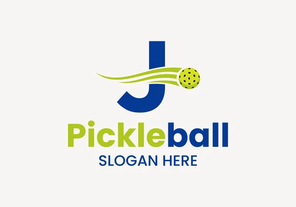 Lettre Pickleball Logo Concept Avec Mouvement Pickleball Symbol Modèle Vectoriel — Image vectorielle