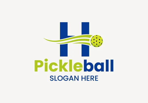 Buchstabe Pickleball Logo Konzept Mit Bewegtem Pickleball Symbol Pickle Ball — Stockvektor