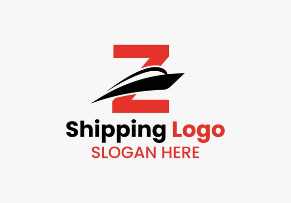 Buchstabe Shipping Logo Sailboat Symbol Ikone Des Nautischen Schiffs — Stockvektor