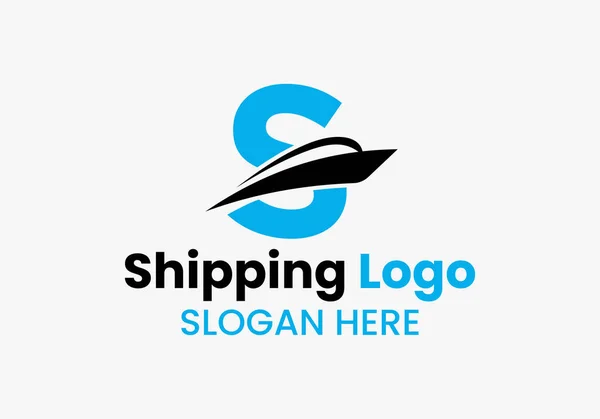 Letra Logotipo Transporte Sailboat Symbol Ícone Barco Vela Navio Náutico — Vetor de Stock