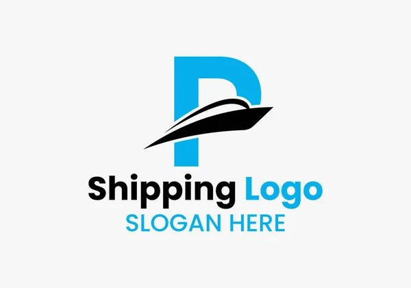 Буква Shipping Logo Sailboat Symbol Икона Парусного Судна — стоковый вектор