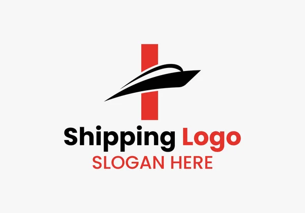 Letter Shipping Logo Sailboat Symbol Inglês Ícone Barco Vela Navio — Vetor de Stock