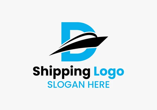 手紙D無料ロゴ帆船シンボル 航海船セーリングボートアイコン — ストックベクタ