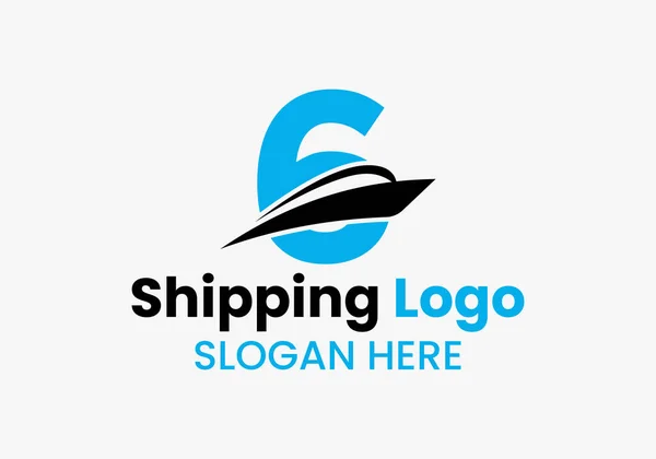 Mektup Nakliye Logosu Yelkenli Sembolü Denizcilik Gemisi Yelkenli Simgesi — Stok Vektör