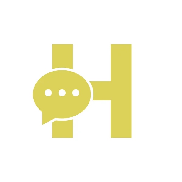 字母H聊天传达标志设计概念与气泡聊天符号 — 图库矢量图片