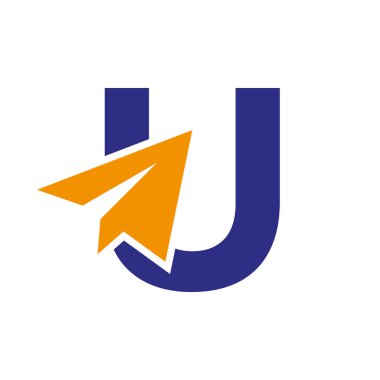 Kağıt Düzlemli U Seyahat Logosu Simgesi Vektör Şablonu