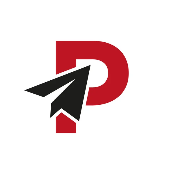 List Koncepcja Logo Podróży Papierową Ikoną Wektora Samolotu — Wektor stockowy