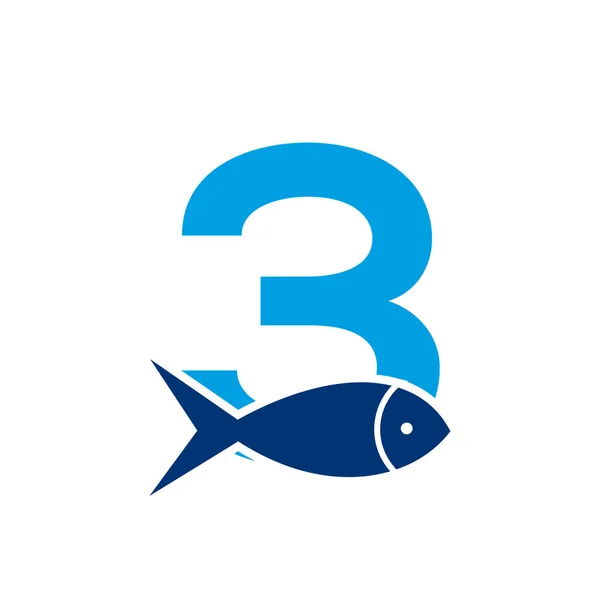 Letter Fish Logo Ocean Logo Vector Sjabloon — Stockvector