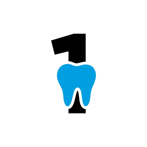 手紙1歯のシンボルベクトルテンプレート付き歯科用ロゴコンセプト — ストックベクタ