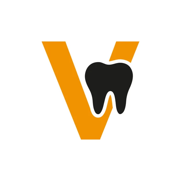 歯のシンボルベクトルテンプレート付きレターV歯科用ロゴコンセプト — ストックベクタ