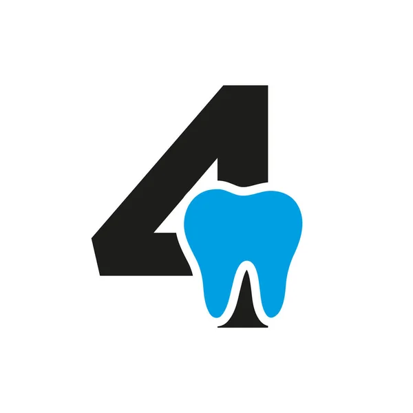 手紙4歯のシンボルベクトルテンプレート付き歯科用ロゴコンセプト — ストックベクタ