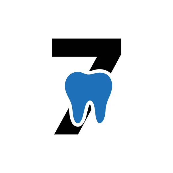 手紙7歯のシンボルベクトルテンプレートと歯科用ロゴコンセプト — ストックベクタ