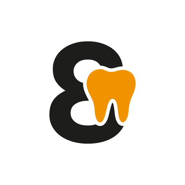 手紙8歯のシンボルベクトルテンプレートと歯科用ロゴコンセプト — ストックベクタ