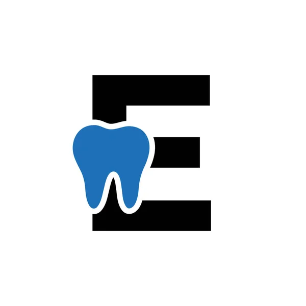 歯のシンボルベクトルテンプレート付き文字E歯科ロゴコンセプト — ストックベクタ