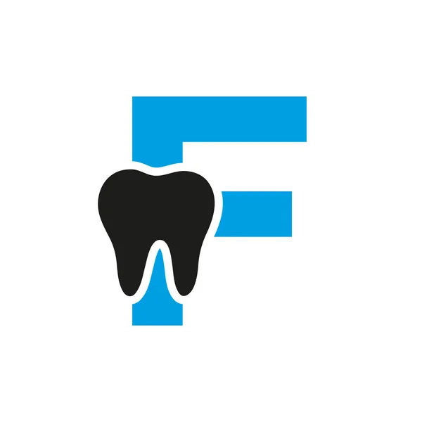 歯のシンボルベクトルテンプレート付き文字F歯科ロゴコンセプト — ストックベクタ