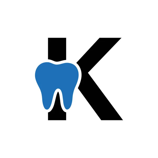 歯のシンボルベクトルテンプレート付きレターK歯科ロゴコンセプト — ストックベクタ