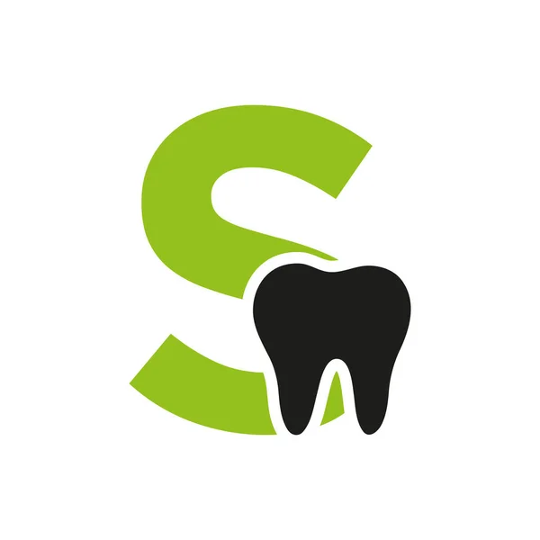 歯のシンボルベクトルテンプレート付き文字S歯科ロゴコンセプト — ストックベクタ