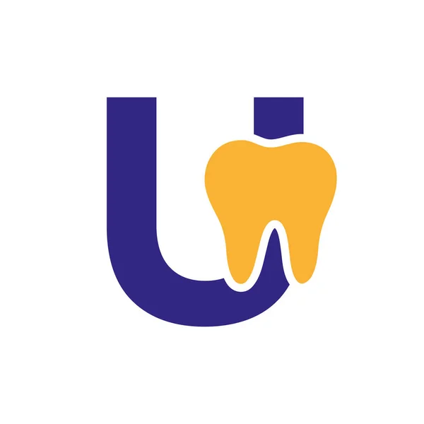 Diş Sembolü Vektör Şablonlu Harfi Logosu — Stok Vektör