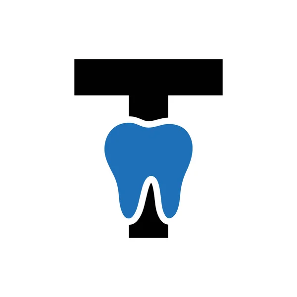 歯のシンボルベクトルテンプレート付き文字T歯科ロゴコンセプト — ストックベクタ
