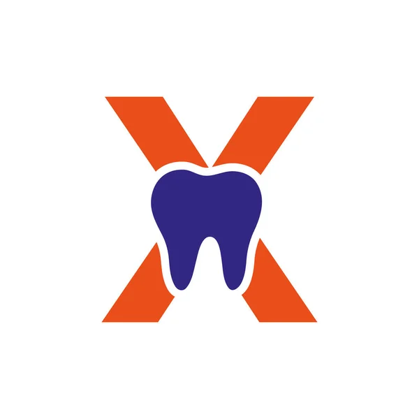 歯のシンボルベクトルテンプレート付き文字X歯科ロゴコンセプト — ストックベクタ