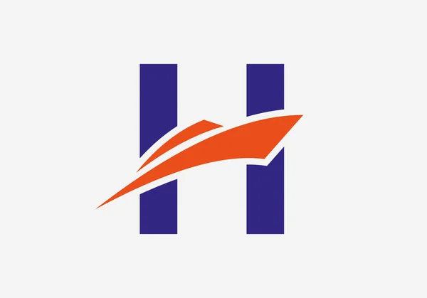 Harfi Nakliye Logosu Yelkenli Sembolü Denizcilik Gemisi Yelkenli Simgesi — Stok Vektör