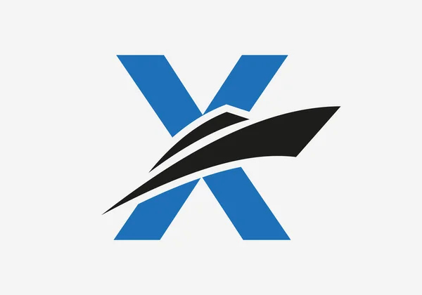 手紙X無料ロゴ帆船シンボル 航海船セーリングボートアイコン — ストックベクタ