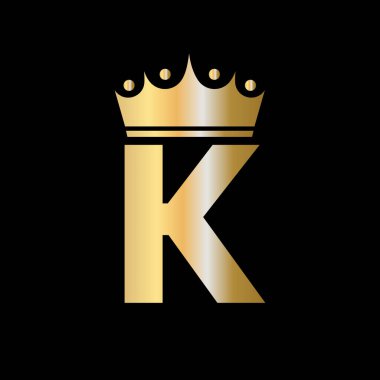 K harfi Charity Crown Logo Tasarımı Birim Sembol Vektör Şablonu