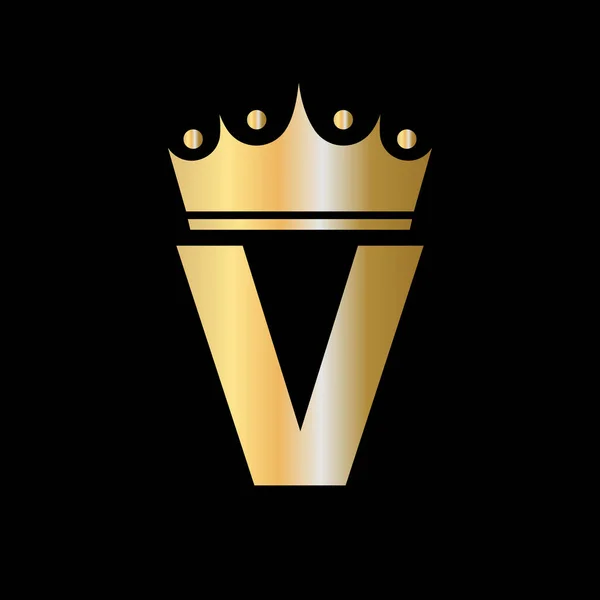字母V慈善冠冕标志设计与单位符号向量模板 — 图库矢量图片