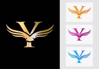 Y Harfi Kanat Logo Tasarımı. İlk Uçan Kanat Y Mektup Logosu