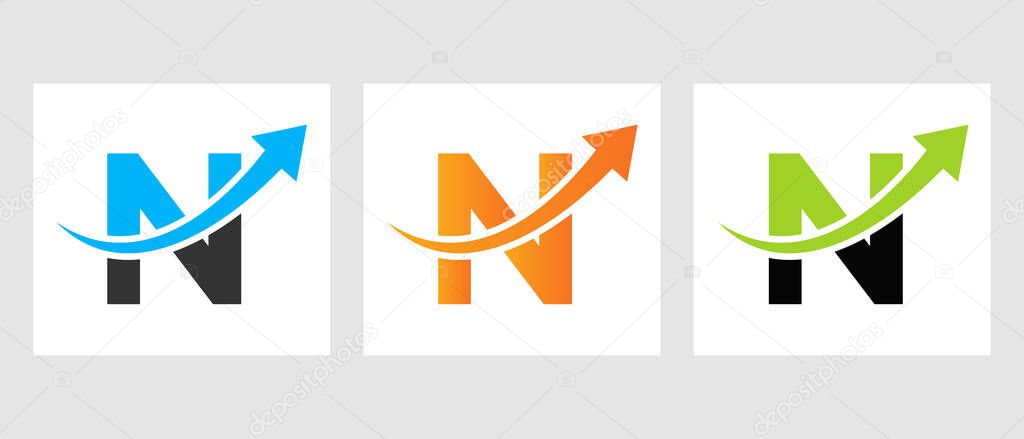 Letter N Financial Logo. Marketing And Finance Business Logotype With Growth Arrow Symbol