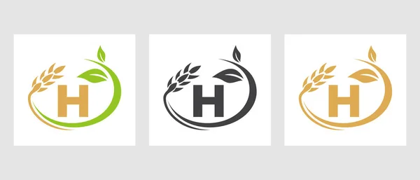字母H农业标志 农业综合企业 生态农场设计模板 — 图库矢量图片