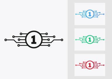 Harf 1 Logo Tasarım Şablonu. Ağ Logosu Tasarımı